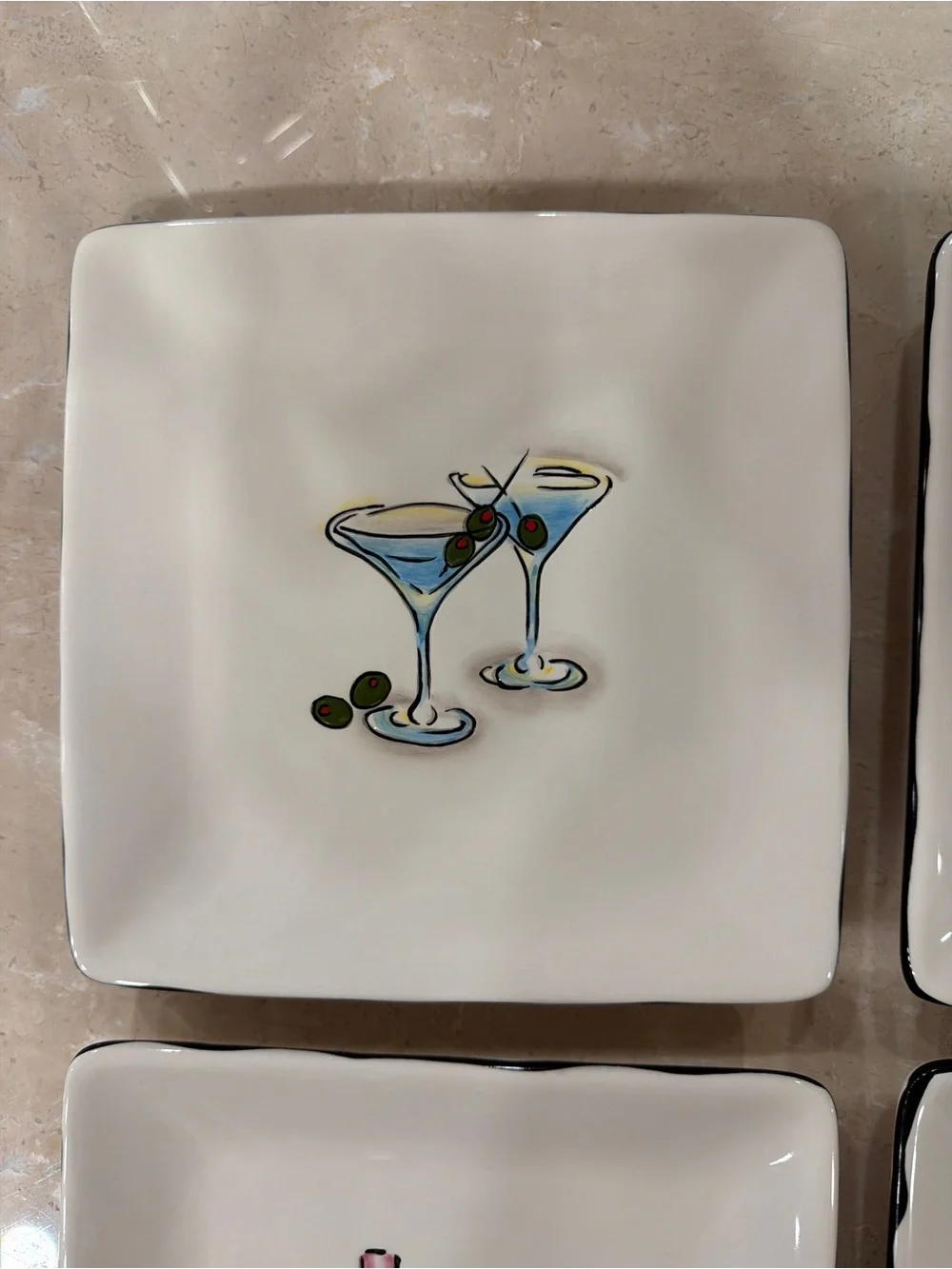 Pottery Barn White Square Martini Plates - Set of 4